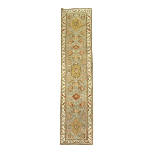 Antique Zabihi Collection Kurd Bidjar Long Gray Runner - 3'6" x 15'10" For Sale
