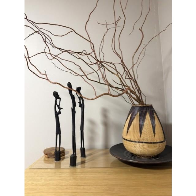 African Vintage Ebony Heavy Wood African "Thinkers" Stick Figures Sculptures Lot of 3 For Sale - Image 3 of 11