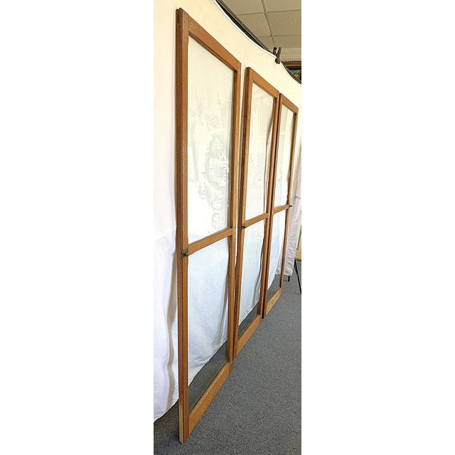 Vintage Architectural Salvage Oak and Glass Doors- Set of 3 For Sale - Image 11 of 18