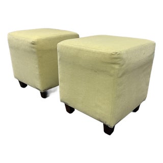 Ballard Designs Mohair Ottomans, Pair For Sale