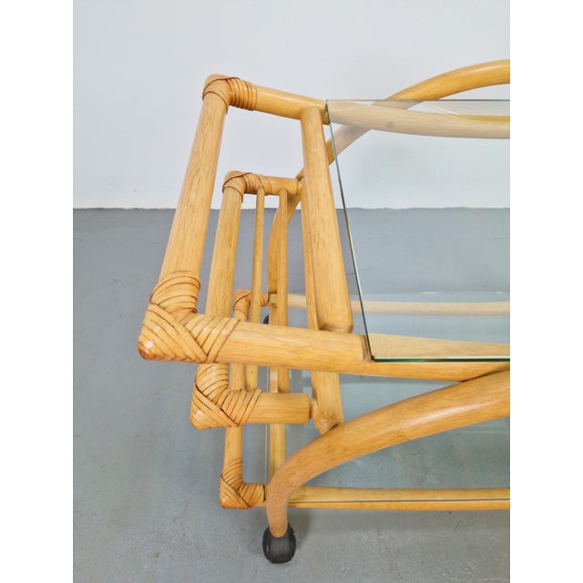 Vintage Trolley in Rattan, Bentwood and Leather, Italy, 1970s For Sale - Image 13 of 14