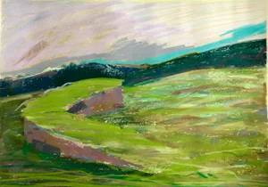 1981 Dennis Leon Abstract Landscape Pastel Drawing, "Megan #10"