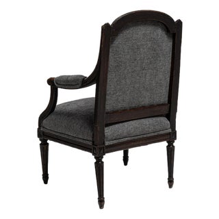 19th Century France Louis XVI Black Wood Armchair For Sale