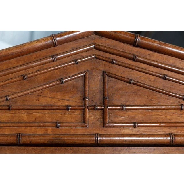 19th Century French Faux Bamboo Walnut Mirror, 1870s For Sale - Image 11 of 13