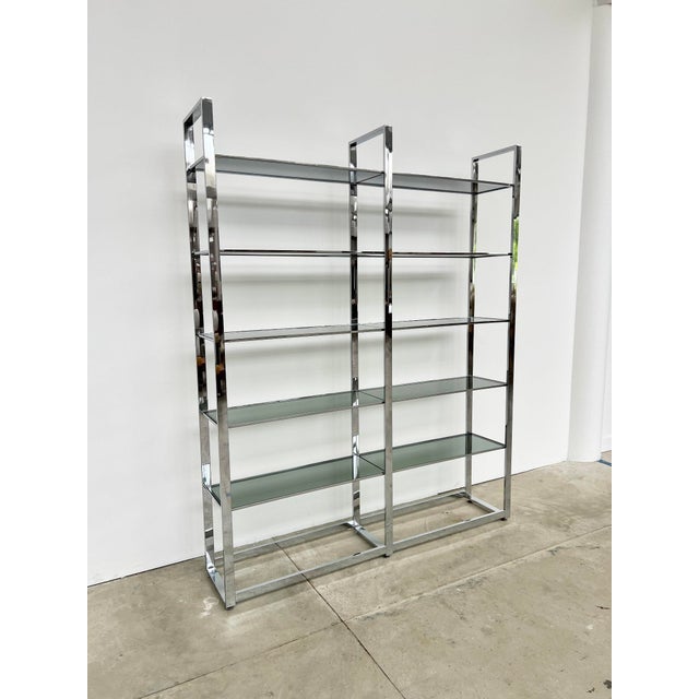 Italian Chrome and Smoked Glass Bookcase, 1970s For Sale - Image 9 of 16