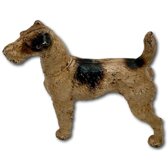 Oxblood Red Very Rare Oversize 1930s Hubley #387 Standing Full Figure Fox Terrier Cast Iron Dog Doorstop - 10 Inches Tall X 12 Inches Long For Sale - Image 8 of 18