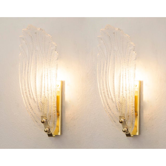 Italian Wall Lamps in Clear Murano Glasss, 1990s, Set of 2 For Sale - Image 4 of 12