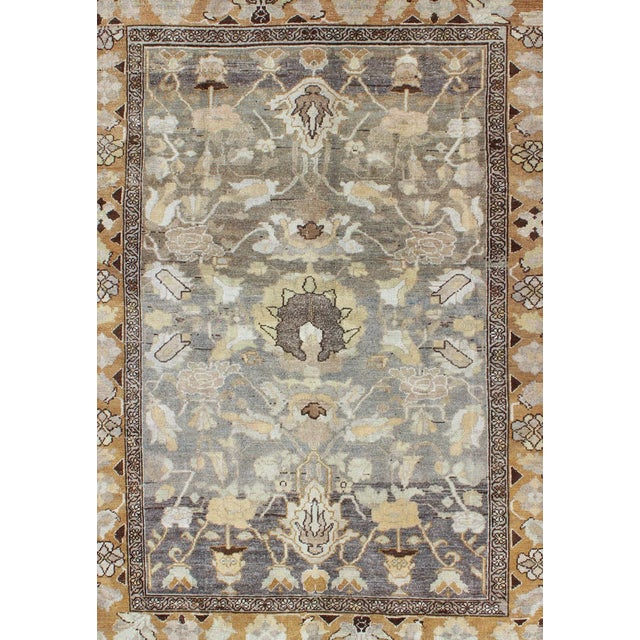 Tribal Antique Persian Bakhtiari Rug With Soft Earth-Toned Floral and Botanical Motifs For Sale - Image 3 of 13