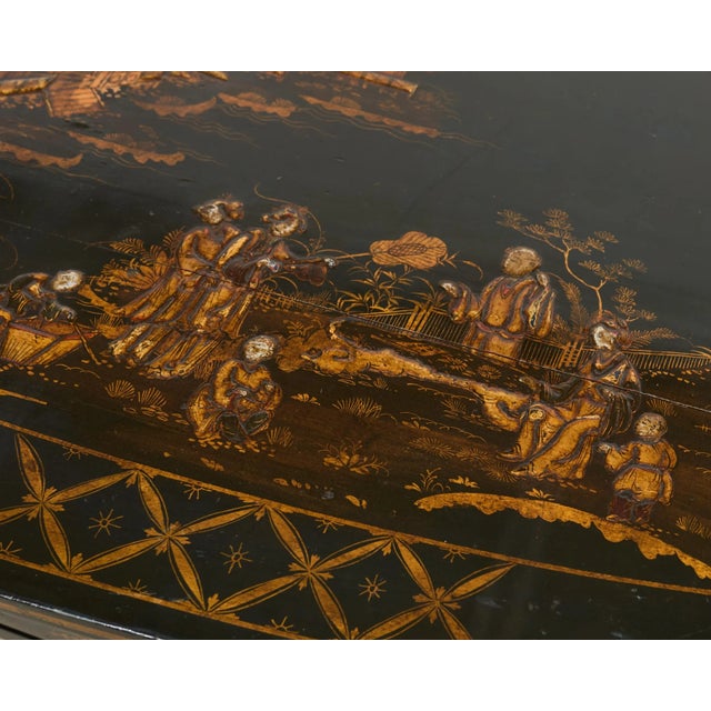 English George III Style Chinoiserie Decorated Lacquer Desk For Sale - Image 15 of 18