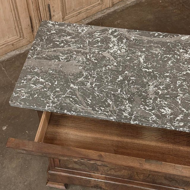 Louis Philippe Period Burl Walnut Marble Top Commode For Sale - Image 17 of 18