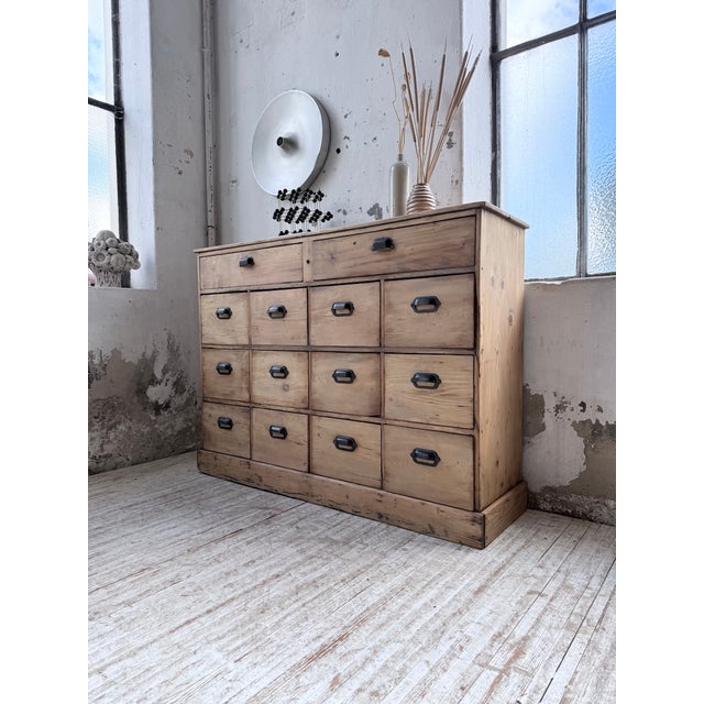 Pine Workshop Cabinet with Drawers, 1950s For Sale - Image 3 of 18