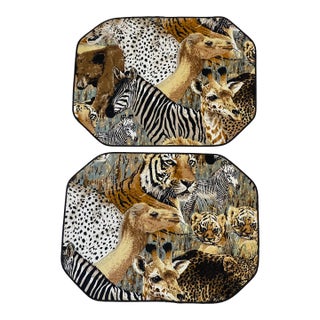 1970s Safari Tropical Zebra Textile Placemats - a Pair For Sale