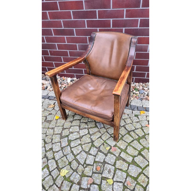 Vintage Chair in Wood and Leather, 1950s For Sale - Image 12 of 15