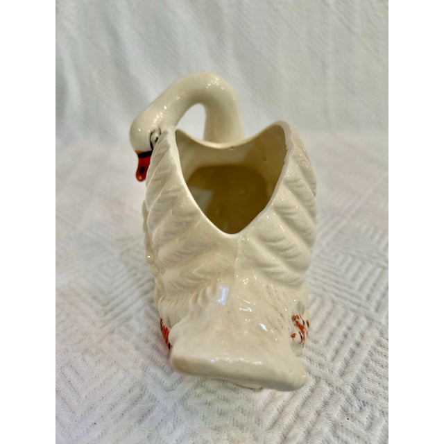 Mid 20th Century Petite Porcelain Swan Vase or Planter For Sale - Image 4 of 10