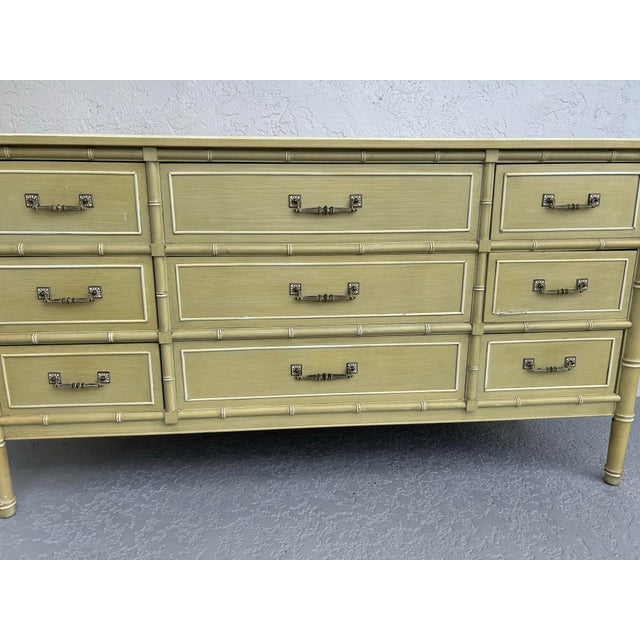Coastal Mid 20th Century Henry Link Faux Bamboo Bali Hai 9 Draw Dresser For Sale - Image 3 of 9