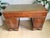 Antique Twin Pedestal Desk in Dark Yew Wood and Leather Top, 1980 For Sale - Image 3 of 18