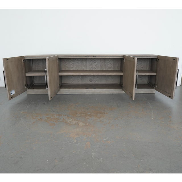 Gray Restoration Hardware Herringbone 4-Door Media Console For Sale - Image 8 of 14