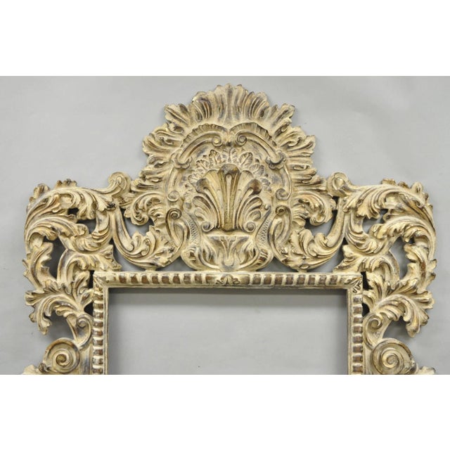 Rococo Large 78" Italian Baroque Rococo White Distress Painted Mirror Art Picture Frame For Sale - Image 3 of 17