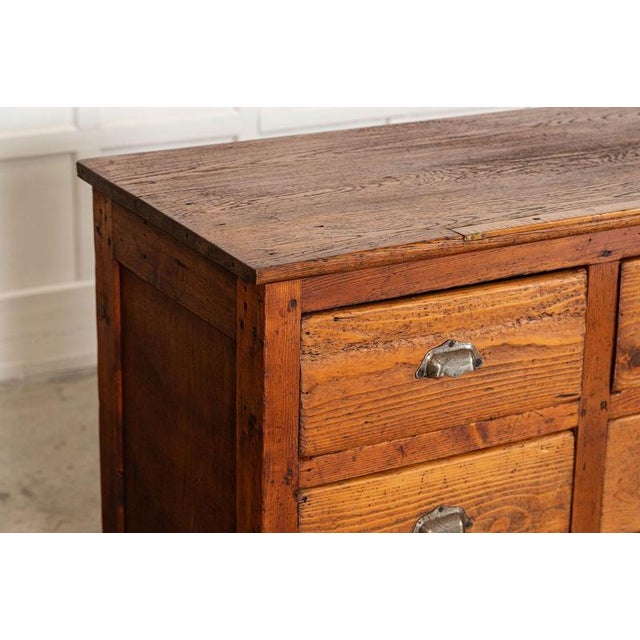 19th Century French Oak and Pine Drapers Counter, 1890 For Sale - Image 10 of 17