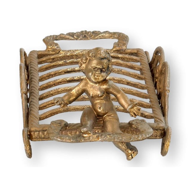 Hollywood Regency French Ormolu Gilt Cherub Soap or Sponge Holder For Sale - Image 3 of 5