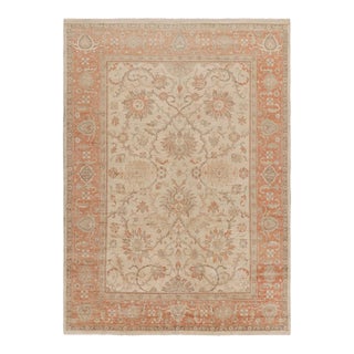 Rug & Kilim’s Sultanabad Style Rug in Beige and Orange With Floral Patterns For Sale