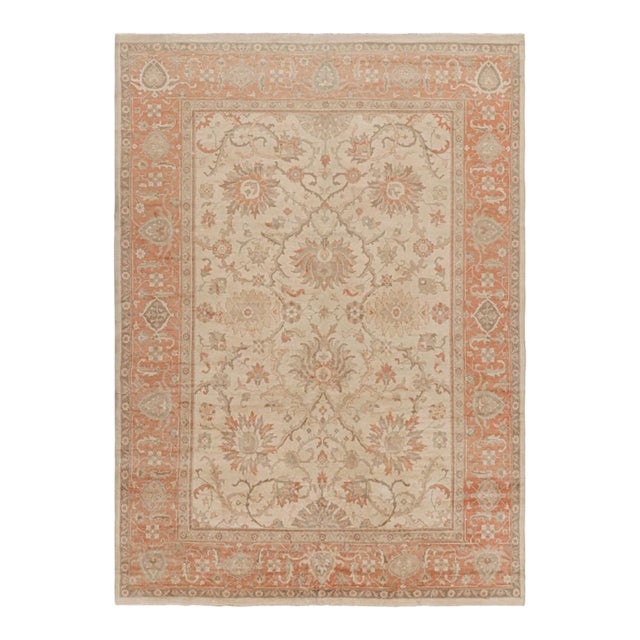 Rug & Kilim’s Sultanabad Style Rug in Beige and Orange With Floral Patterns For Sale