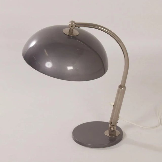 Model 144 Silver Grey Desk Lamp by H. Busquet for Hala, 1950s For Sale - Image 6 of 14
