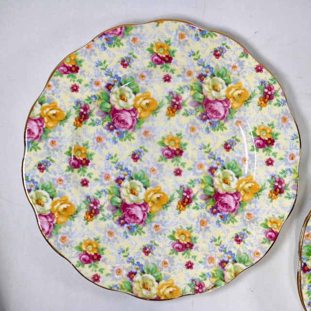 1950s 1950's Royal Albert "Rosetime" Chintz Dessert/Salad Plates - Set of 4 For Sale - Image 5 of 10
