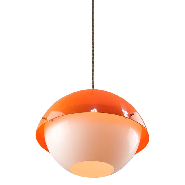 Space Age Italian Orange Acrylic Glass Pendant Lamp, 1970s For Sale