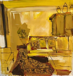 Yellow Abstract Painting "Goldenrod” by Artist Shann Spishak