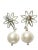 1980s Custom Made 11.7mm Round White Pearl Stud Earrings W/Filigree Sterling Silver For Sale - Image 5 of 6