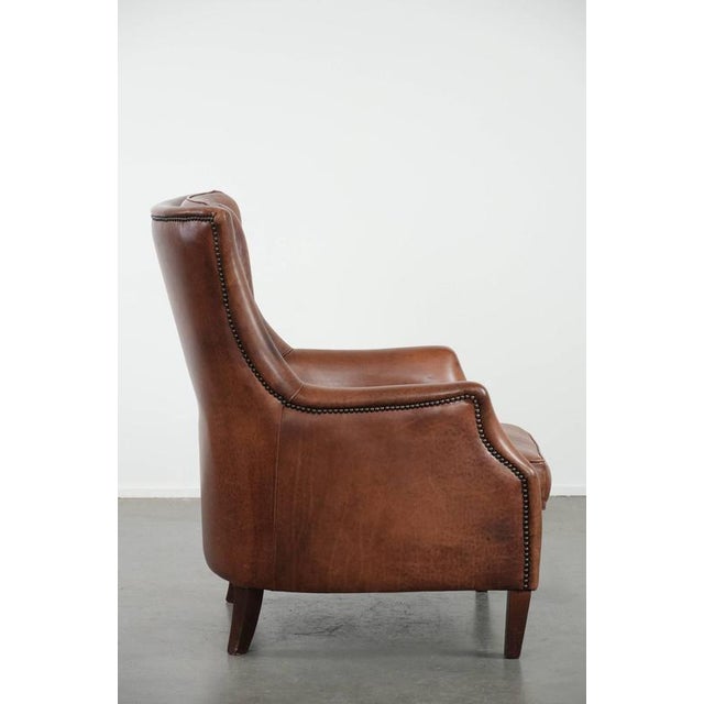 Cognac Brown Cowhide Armchair For Sale - Image 3 of 15
