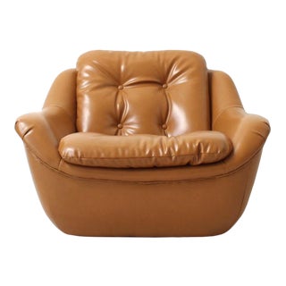 1970s Mid-Century Vegan Leather Lounge Chair For Sale