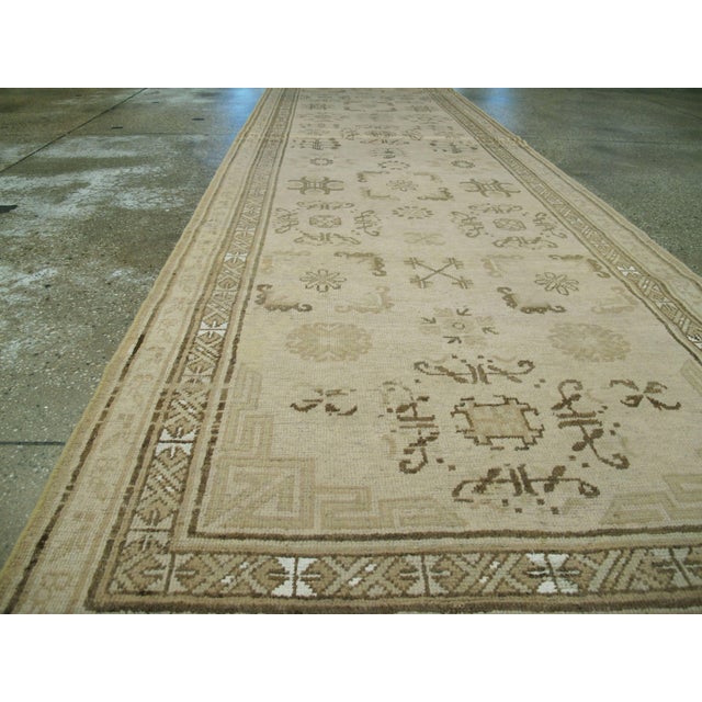 Textile Galerie Shabab Collection Early 20th Century East Turkestan Khotan Runner For Sale - Image 7 of 9