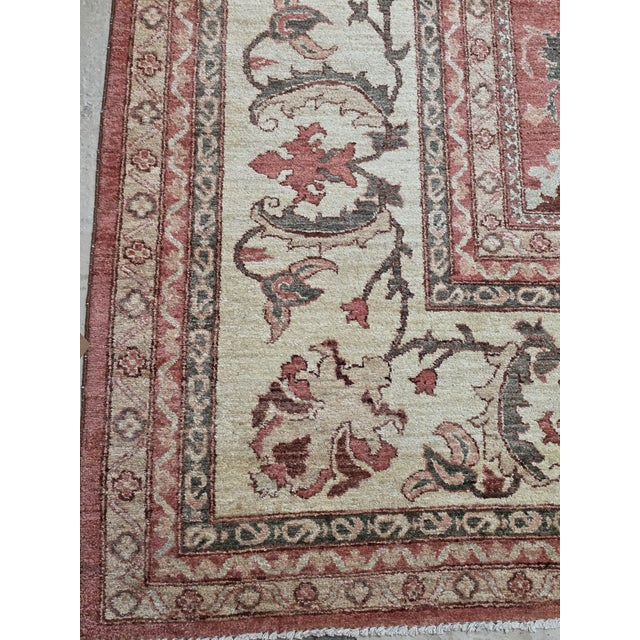 Traditional Vintage Salmon Oushak Wool Rug, Pakistan, Late 20th Century, 9’ X 11’5” For Sale - Image 3 of 7