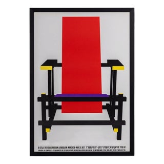 Izika Gaon De Stijl Poster by Gerrit Rietveld, Israel, 1977 For Sale