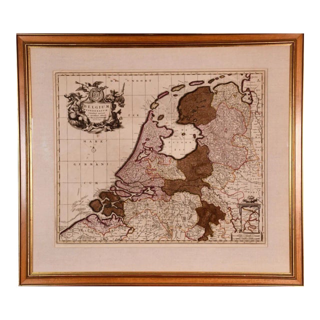 Belgium and the Netherlands: A Hand-Colored 17th Century Map by Visscher, 1678 For Sale