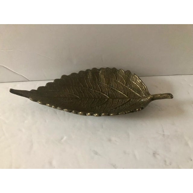 Israel Footed Brass Leaf Dish For Sale - Image 4 of 8