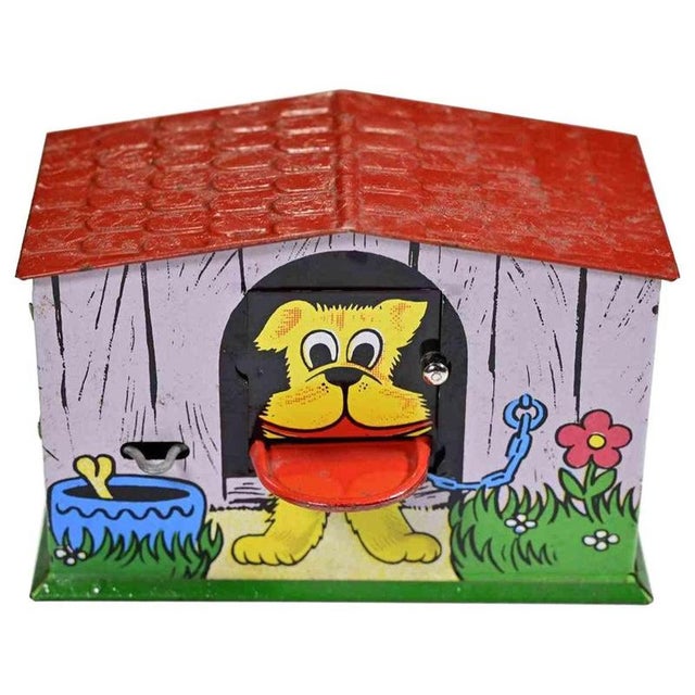 Vintage Tin Toy Dog House with Pop Out Tongue, Mid-20th Century For Sale - Image 5 of 5