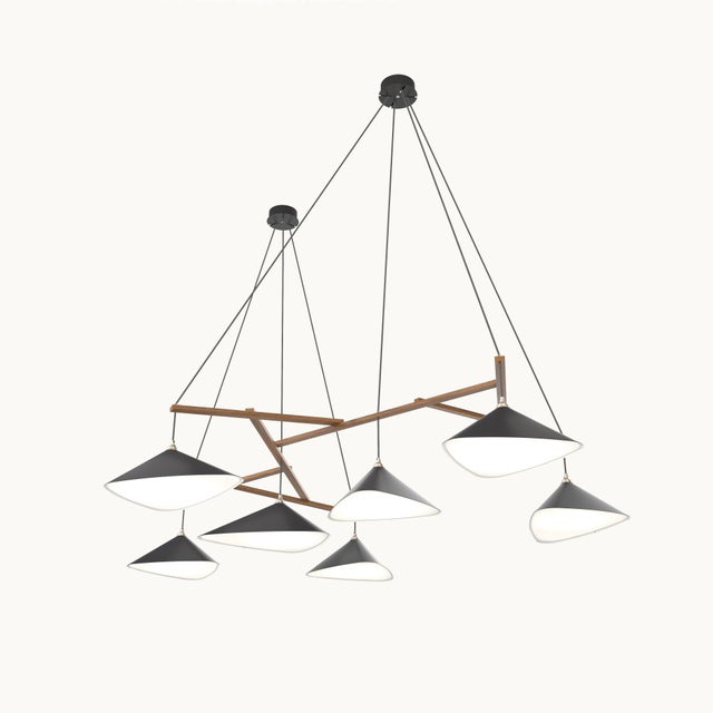 Emily Group of Seven Hanging Lamp with Metal Shade by Daniel Becker For Sale - Image 12 of 15