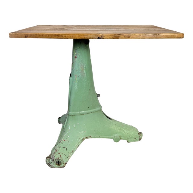 Industrial Green Cast Iron Table, 1960s For Sale
