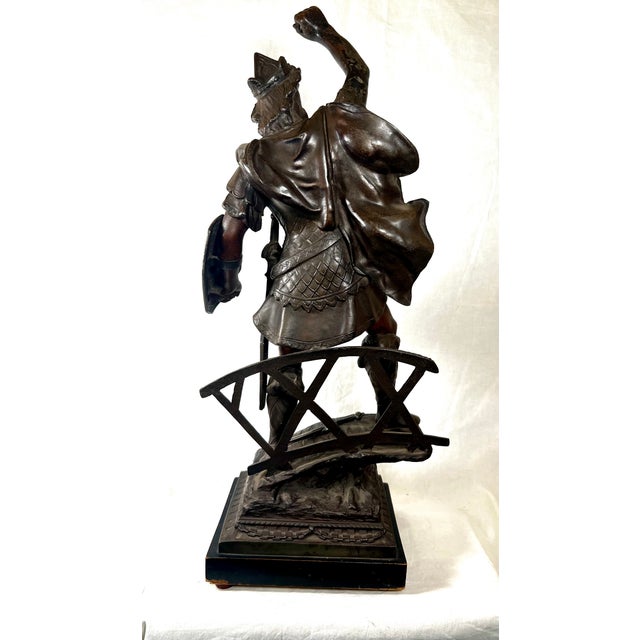 Metal Early 20th Century Pair of Bronzed Finish Spelter Figures of Gallic Warriors For Sale - Image 7 of 18