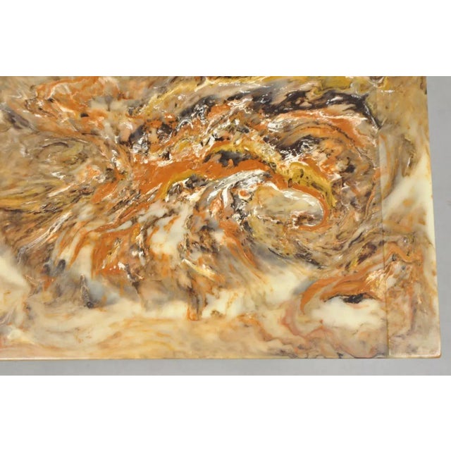 Plastic Vintage 1980s Cast Resin Faux Agate Stone Marble Desk Pad With Raised Side Rails For Sale - Image 7 of 10