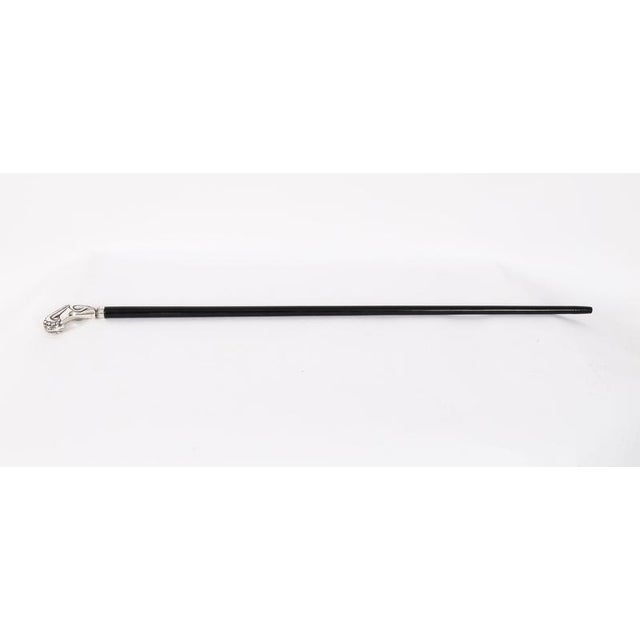 This is a beautiful antique French Art Nouveau sterling silver L-shaped handle walking stick, late 19th Century in date....