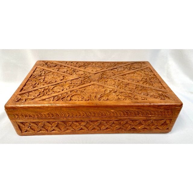 Mid 20th Century Vintage Carved Wood Humidor Box For Sale - Image 12 of 12