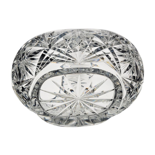 Bohemian Queen's Lace 24% Lead Crystal Bride's Basket, Czech Republic, 9.25" For Sale - Image 11 of 11