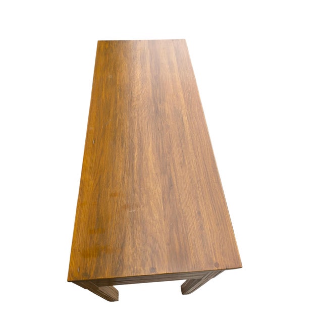 Wood Vintage 1950s Mid-Century A. Brandt Ranch Oak Writing Desk For Sale - Image 7 of 13