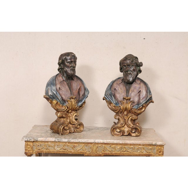 Mid 20th Century Italian Pair of Decorative Male Busts For Sale - Image 9 of 9