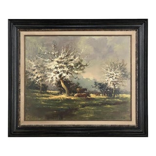 Framed Oil Painting on Canvas by E. Van Orden 'Spring Time Pastoral' For Sale