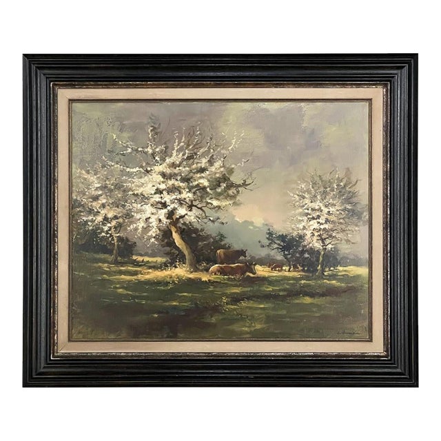Framed Oil Painting on Canvas by E. Van Orden 'Spring Time Pastoral' For Sale